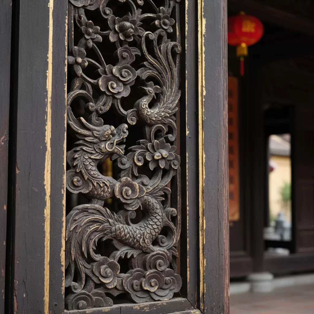 Nghệ thuật chạm khắc tinh xảo trên các cấu kiện gỗ tại Đình Kim Liên