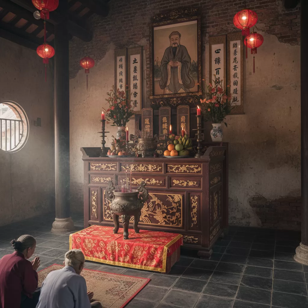 Không gian thờ tự linh thiêng với các pho tượng cổ tại Đình Ứng Thiên