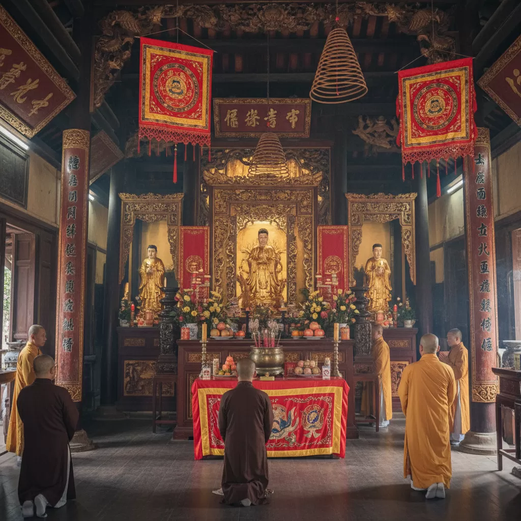 Không gian thờ tự linh thiêng bên trong Đình Hoàng Cầu