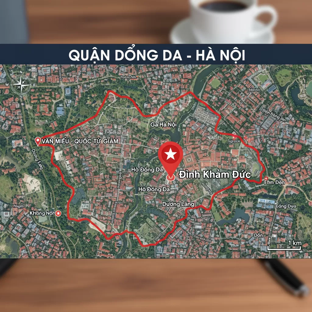 Vị trí tọa lạc của Đình Khâm Đức trong không gian văn hóa quận Đống Đa