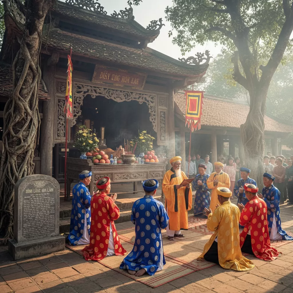 Các nghi lễ truyền thống được thực hiện trang trọng bởi các bô lão trong làng