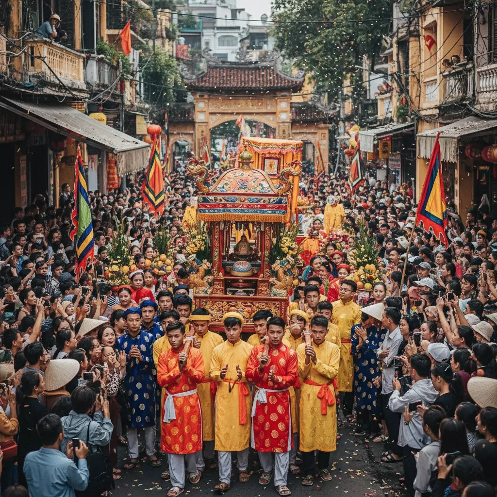 Nghi thức rước kiệu trang nghiêm tại Lễ hội Đình Đền Hào Nam