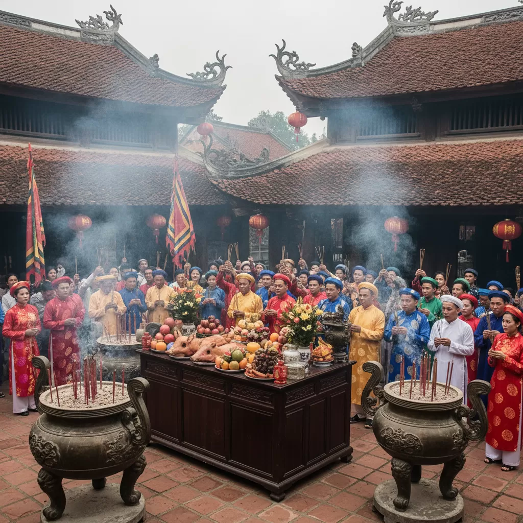 Các bậc cao niên thực hiện nghi lễ tế tự trang trọng tại Lễ hội Đình Đền Trung Tả