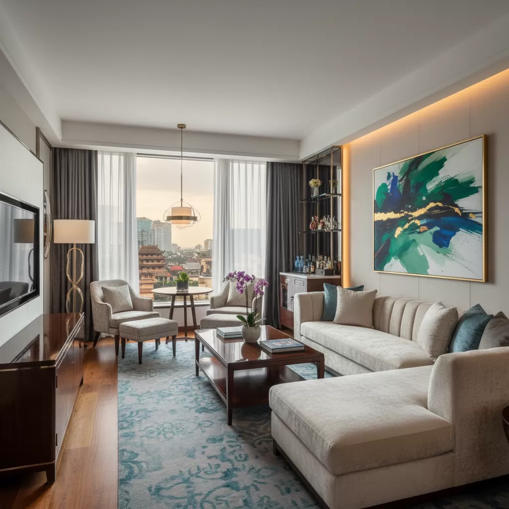 Không gian nghỉ dưỡng đẳng cấp tại các khách sạn cao cấp gần khu vực Thái Hà