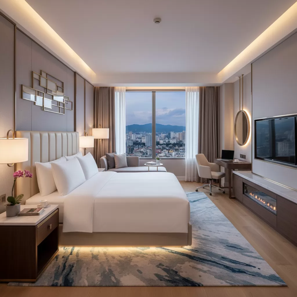 gemini_image_1773197025 Không gian phòng nghỉ Deluxe tiện nghi và ấm cúng tại Khách sạn 4 sao Kim Liên