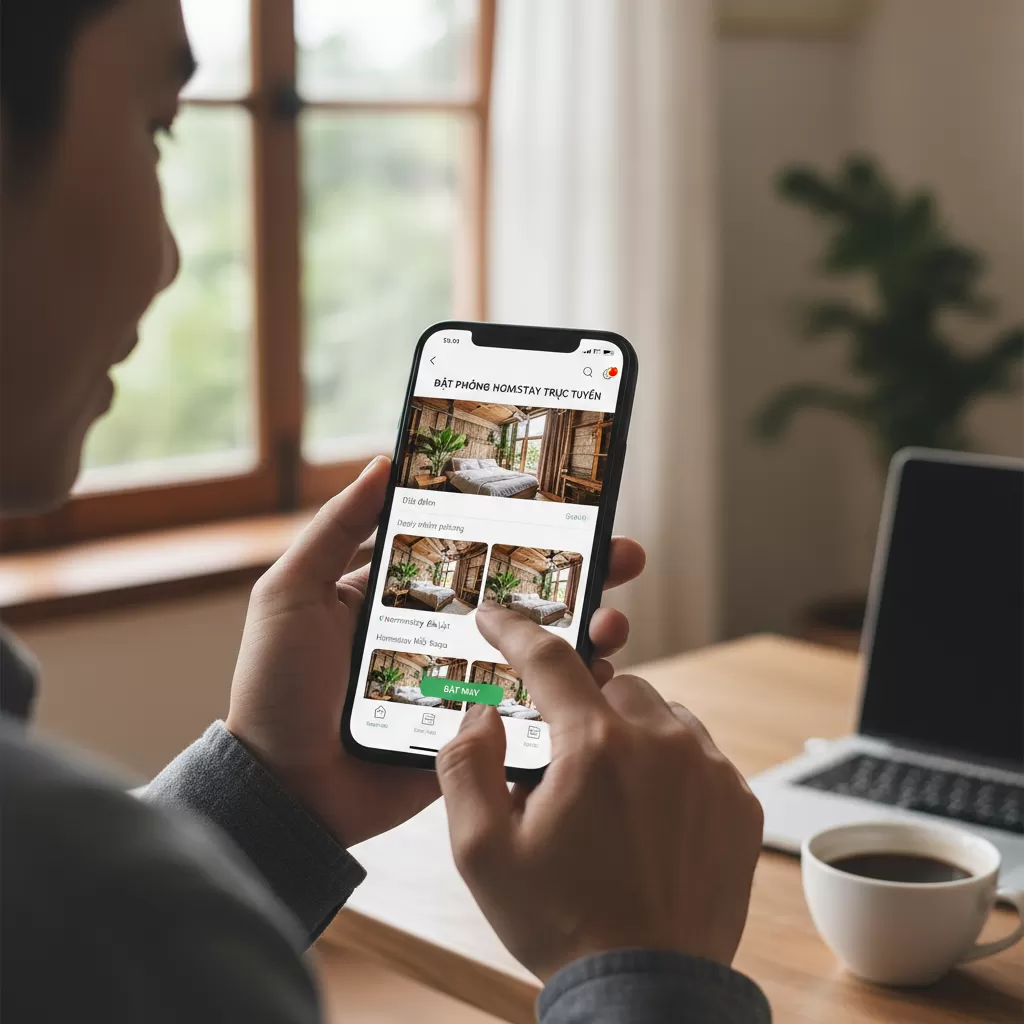 gemini_image_1773199924 Tham khảo đánh giá và đặt phòng qua ứng dụng giúp tối ưu chi phí