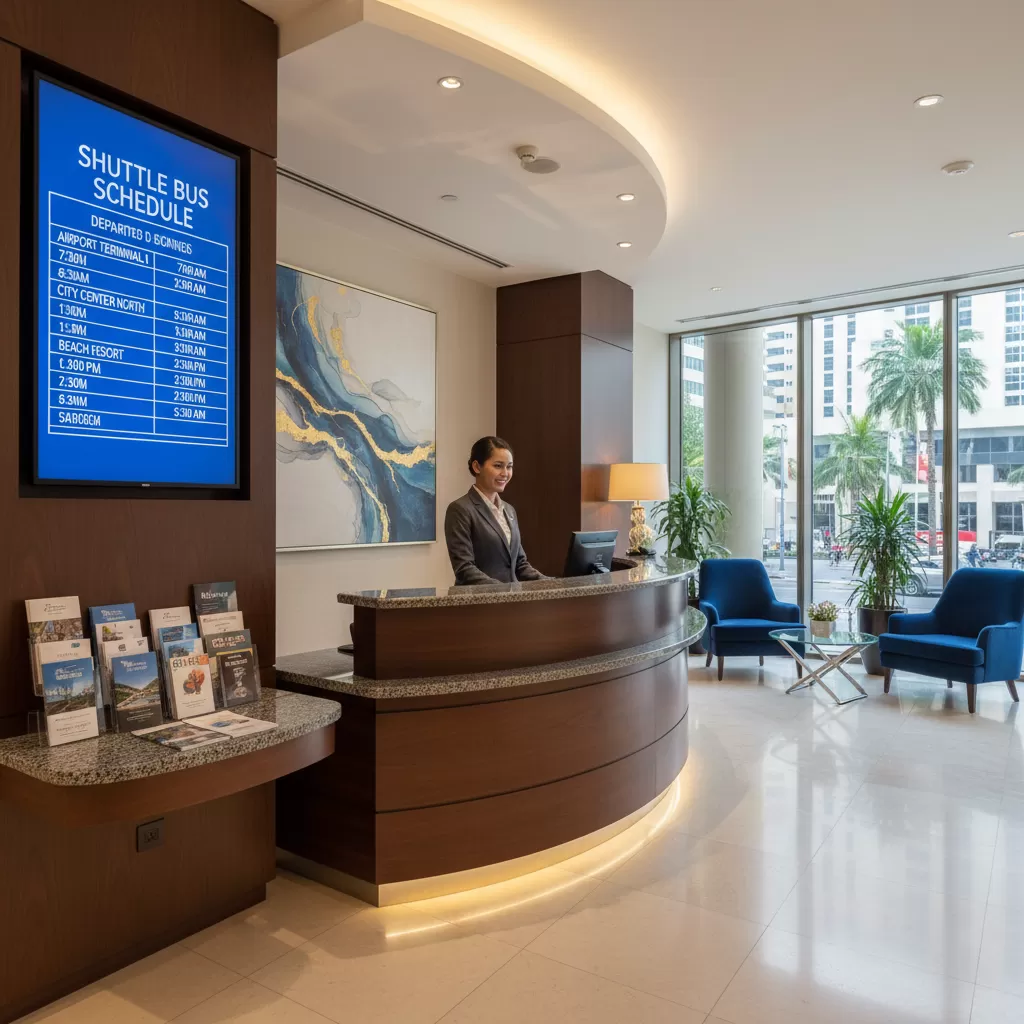 gemini_image_1773200334 Hành khách nên kiểm tra kỹ lịch trình xe tại quầy lễ tân để chủ động thời gian