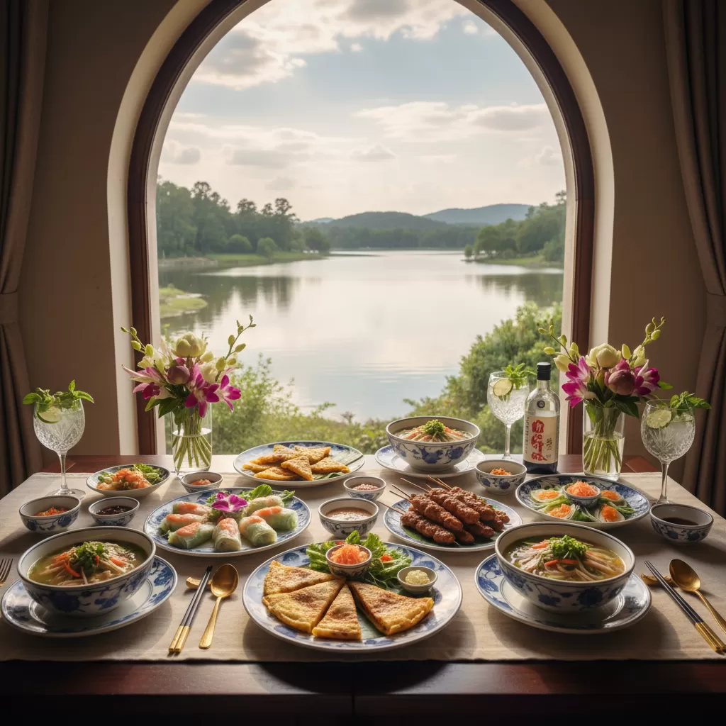 Ẩm thực Việt truyền thống kết hợp cùng tầm nhìn hướng hồ thơ mộng