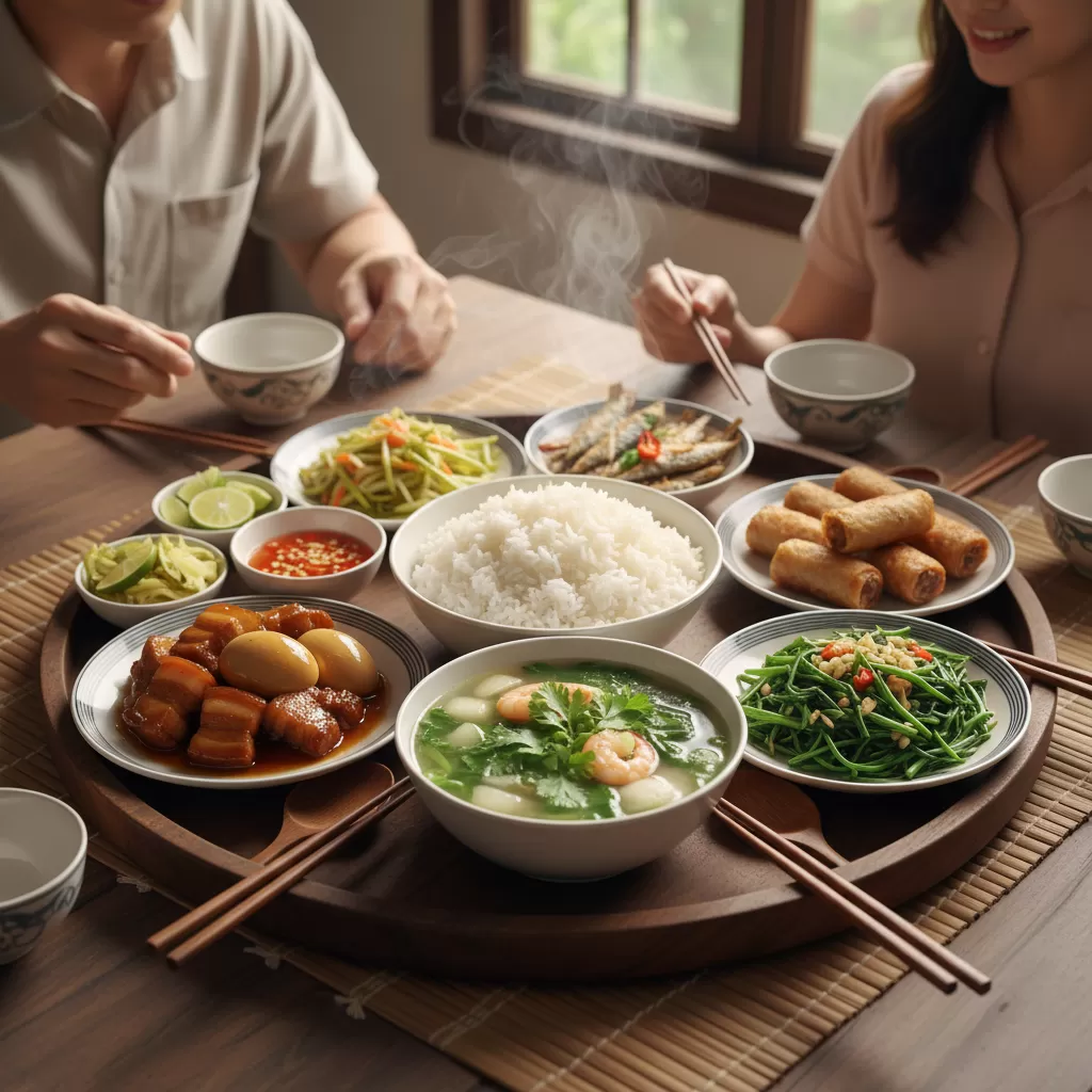 Cơm gia đình là lựa chọn phổ biến cho những bữa ăn đầy đủ dinh dưỡng