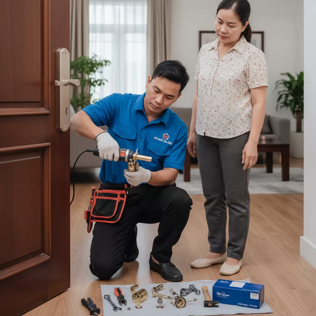 gemini_image_1773208809 Thay thế ổ khóa chính hãng đảm bảo an ninh tối đa cho ngôi nhà bạn
