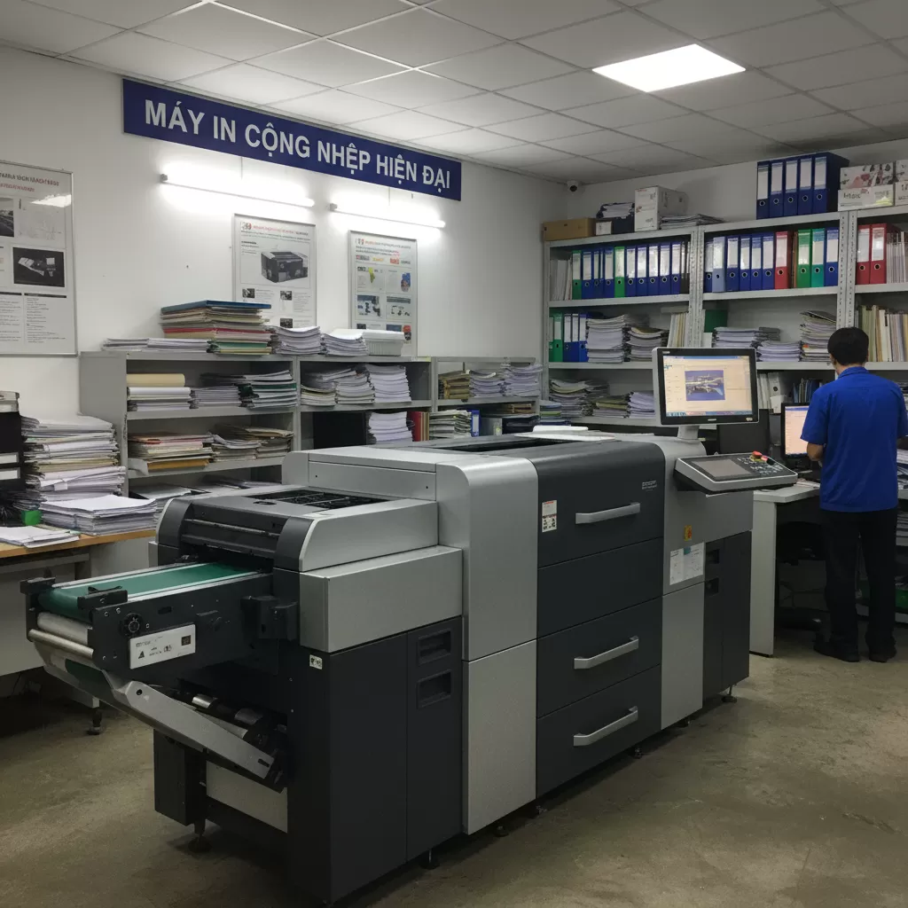 Hệ thống máy in hiện đại giúp đảm bảo chất lượng bản in sắc nét và tốc độ xử lý nhanh