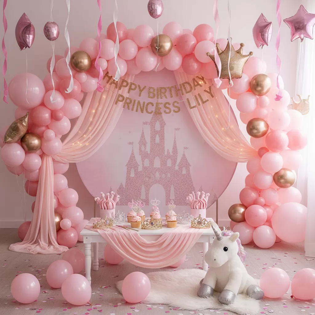 gemini_image_1773225550 Mẫu trang trí sinh nhật cho bé đầy màu sắc và sáng tạo theo chủ đề hoạt hình