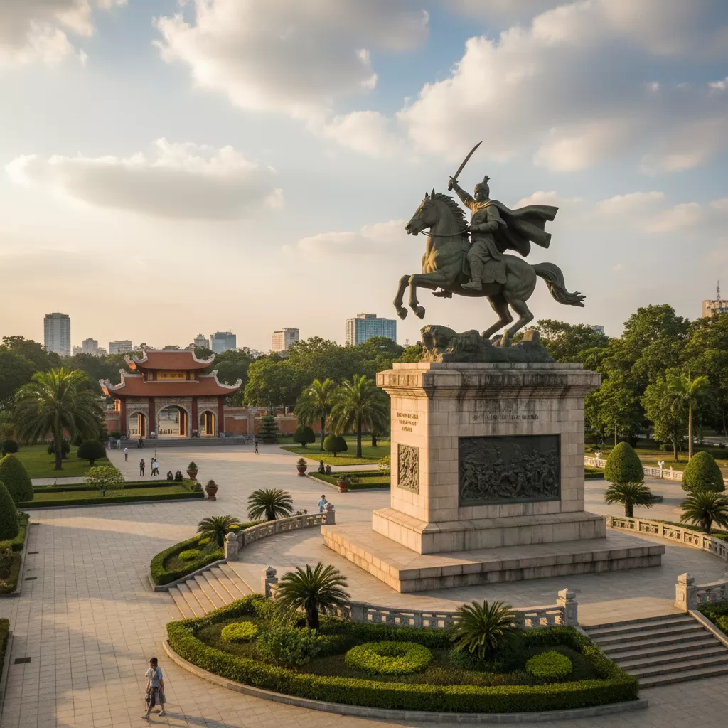 Tượng đài Hoàng đế Quang Trung uy nghiêm tại di tích Gò Đống Đa