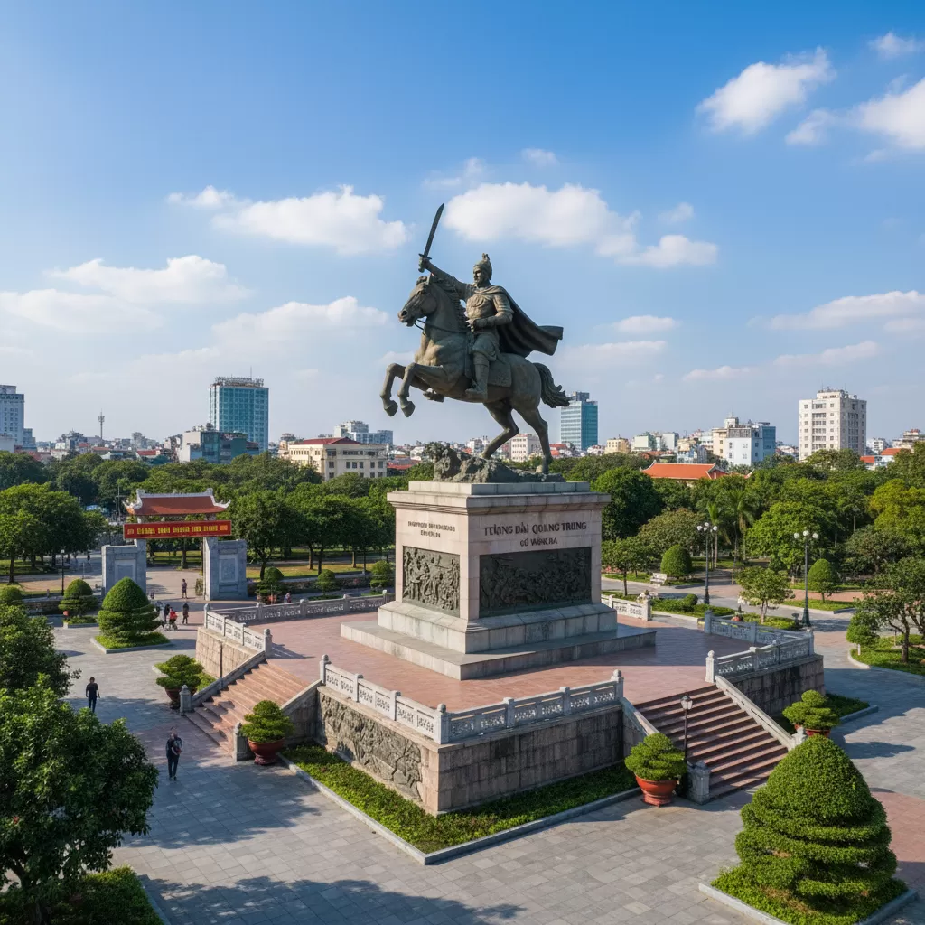 Tượng đài Hoàng đế Quang Trung uy nghiêm tại di tích Gò Đống Đa