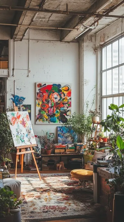 artist-s-studio-setup-stockcake Không gian yên tĩnh tại lớp vẽ giúp học viên thư giãn và tái tạo năng lượng