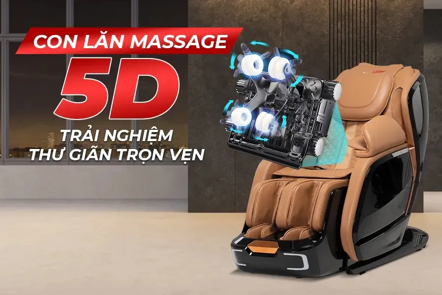 Hệ thống con lăn 5D thông minh mô phỏng bàn tay con người mang lại cảm giác massage chân thực