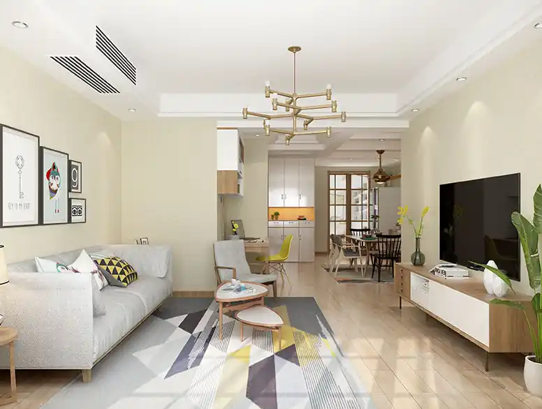 Mẫu giấy dán tường 3D tạo chiều sâu và sự sang trọng cho phòng khách hiện đại