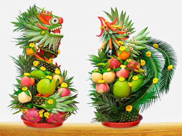 Mẫu mâm quả Rồng Phượng tinh xảo mang lại sự uy nghi cho lễ cưới
